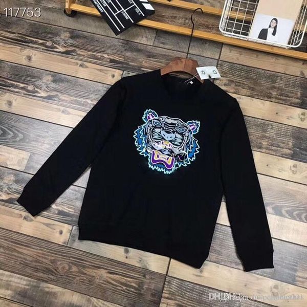 

hoodie hip hop tiger head embroidery casual wild men mens designer hoodies men women sweatshirts size -3xl, Black