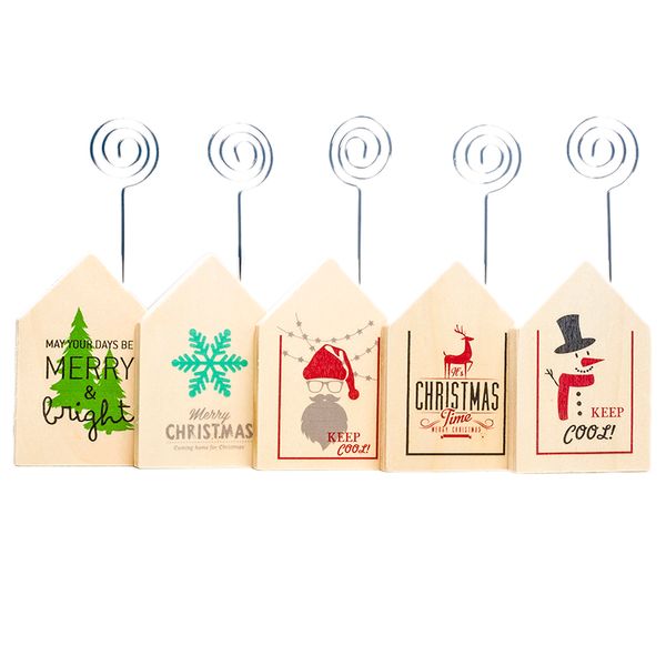 

party decoration 1 set 5 pcs christmas decorations ornaments print wooden notes folder clip office deskcreative small house decorat