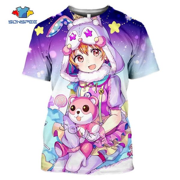 

summer puppet bang dream anime girl 3d print shirts comics graphic humor men clothing