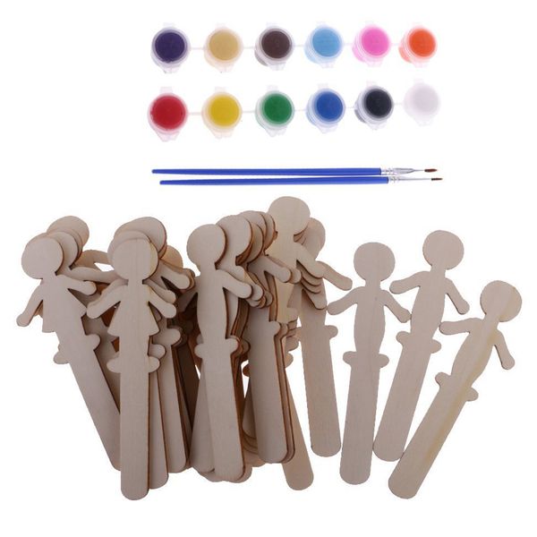 

pigment children toys wooden tags set diy painted graffiti boys girls shaped