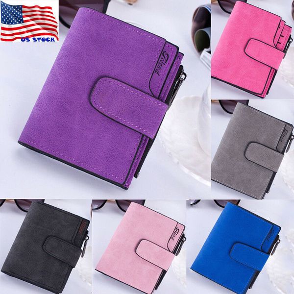 

fashion women scrub wallet leather zip hasp coin purse clutch handbag small mini card holder black pink blue red purple brown, Silver
