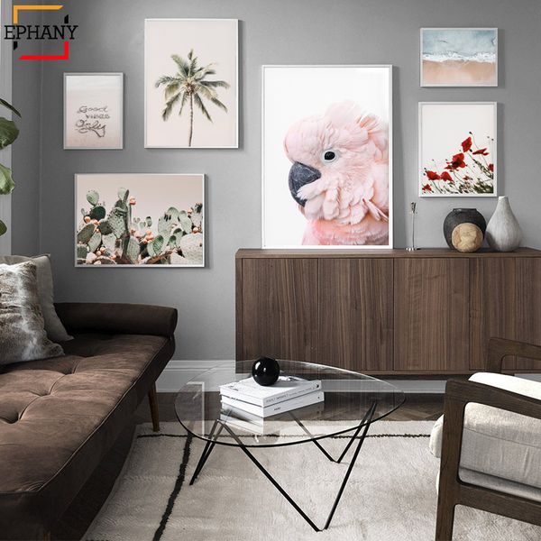 

paintings coastal ocean palm tree canvas poster nordic art landscape decorative print cackatoo wall painting picture living room decor