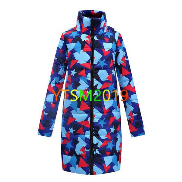 

print cotton clothes women's cotton-padded jacket with stand collar winter jacket outdoor warm feather warm clothing, Black
