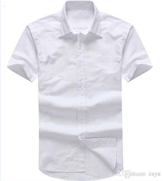 

designer men's summer short sleeved dress shirts 2018 men casual polo small horse shirts fashion usa brand rl oxford social solid shirt, White;black