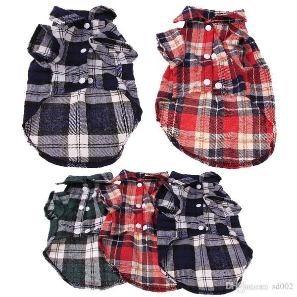 

small pet dog puppy t shirt plaid prints lapel cat coats fashion pets clothing popular 4 2yb e1