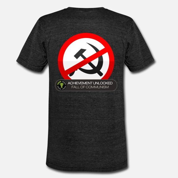 

падение коммунизма достижение разблокирована t shirt мужчины персонализированный с коротким рукавом вокруг шеи trend против морщин нового ст, White;black