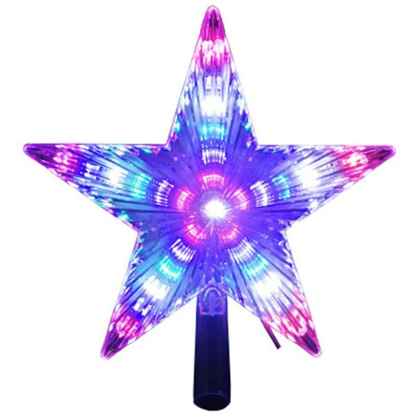 topo da árvore de Natal do feriado de cor de mudança de estrela de cinco pontas de luz ao ar livre decoração de jardim top árvore luzes LED multifuncional