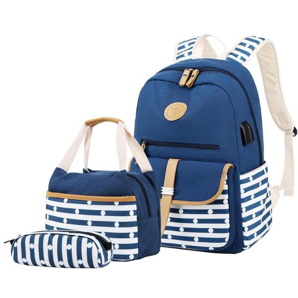 

new product printing backpack bag casual canvas stitching printing middle school student schoolbag female korean version pb02