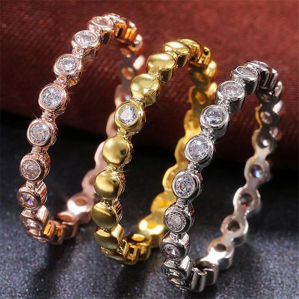 

3pcs wedding ring gift fashion jewelry 925 silver&rose gold fill 5a cubic zircon cz diamond promise engagement band ring for lovers' gi, Slivery;golden