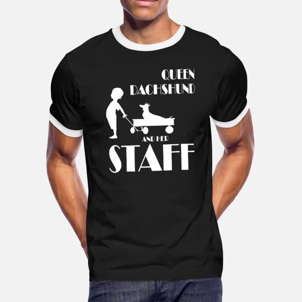 

queen dachshund and her staff shorthaired t shirt men create 100% cotton plus size 3xl outfit graphic comfortable summer formal shirt