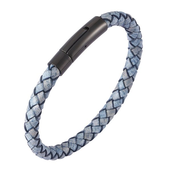 

trendy men blue leather bracelet friendship bracelets & bangles pulseras hombre punk men jewelry christmas gift bb0466, Golden;silver