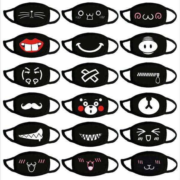 

funny face mask anti-dust cotton woman men fashion winter warm black washable reusable running protective masks random color