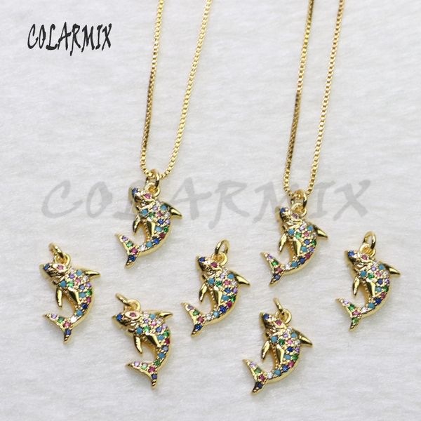 

12 pcs dolphin shape zircon pendant necklace wholesale jewelry gold color fashion necklace for jewelry gift for lady 5461, Silver