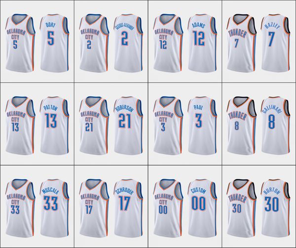 

oklahoma city thunder men justin patton shai gilgeous-alexander dennis schroder nba white custom association jersey, Black