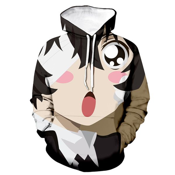 

2020 fashion anime hoodies stray dogs 3d print men/women casual hip hop hoodie pullover harajuku t-shirts, Black