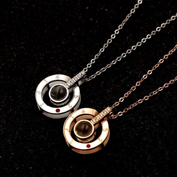 

2019 titanium steel 520 i love you necklace 100 kind languages necklaces for women love clavicle necklace jewelry, Silver