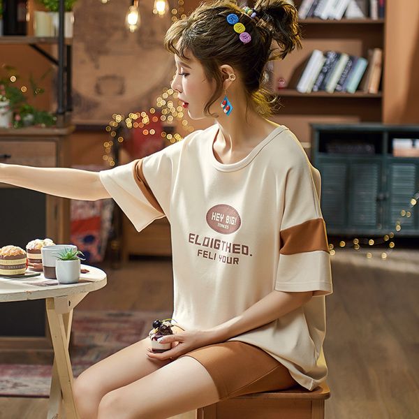 

men's sleepwear summer pajamas loose thin section wind nightdress pure cotton fresh lovely leisurewear female spring and, Black;brown