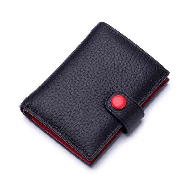 

women wallet fashion purse female short wallets candy color pouch handbag for women coin cow leather purses card holder carteira, Red;black