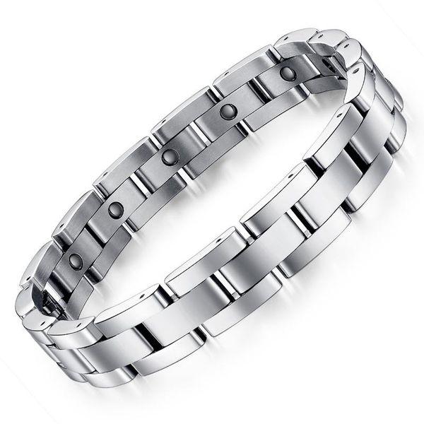 

link, chain fate love brand fashion men stainless steel magnetic stone bracelets health care balance jewelry gs8012, Black