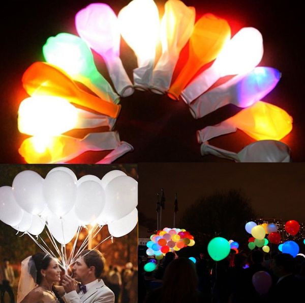 

5pcs led balloon luminous light ball 12 inches white latex balloon glow birthday party holiday wedding decor supplies