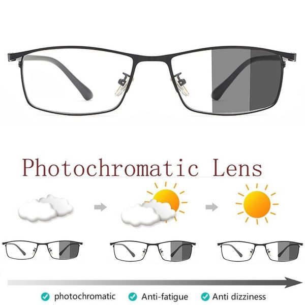 

computer blue light blocking glasses pchromic sunglasses goggle chameleon rectangle alloy spectacle gaming eyewear uv400, White;black
