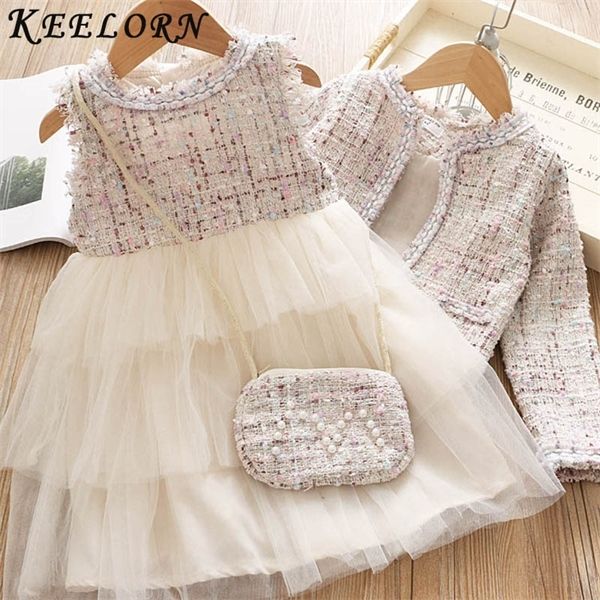 

keelorn girls dress suit spring autumn elegant costume kid girl sleeveless pullover dresses with coat festival princess outfits 0922, Red;yellow