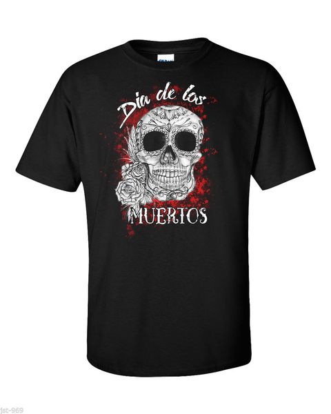 

дизайн одежды бесплатная доставка dia de los muertos t-shirt мексиканский череп goth punk rock tattoo gothic metal новая печать вокруг шеи