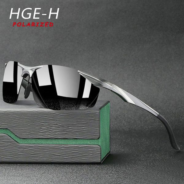 

hge-h al-mg men polarized sunglasses outdoor sports fashion polarized sun glasses men sports fishing shades mirror a10, White;black