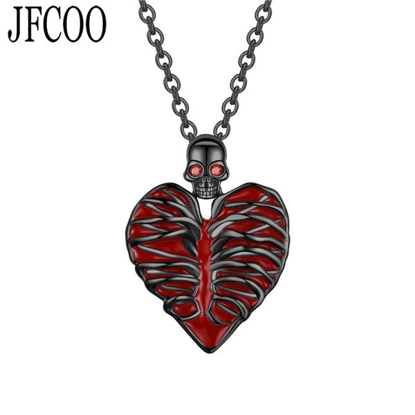 

love heart chest-shaped skull wedding gift red black drops of oil necklace pendant jewelry dropshipping, Silver