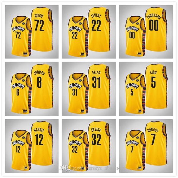 

2020-2021 brooklyn nets men kevin durant kyrie irving jarrett allen spencer dinwiddie city basketball jersey, Black;red