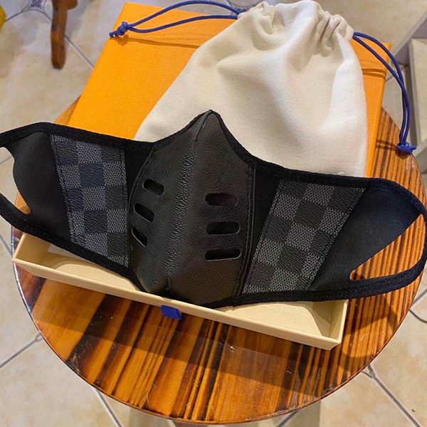 

fashion designer party masks reusable lux leather mask plaid anti-dust halloween face mask cotton cloth mask washable face cover men women