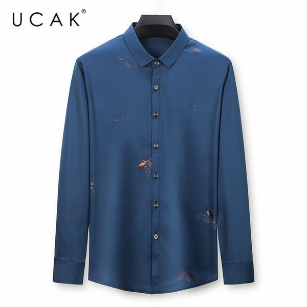 

ucak brand long sleeve striped shirt men clothes spring autumn new turn-down collar streetwear shirts clothing homme u6113, White;black