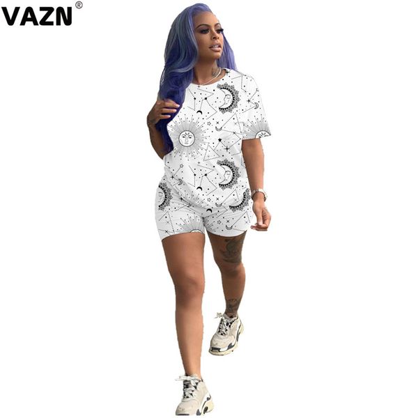 

vazn 2020 summer daily young regular casual short sleeve group short pants tracksuits slim women 2 piece set, Gray