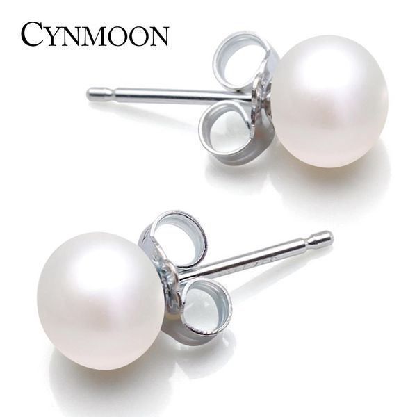 

2017 classic freshwater stud pearl earrings,white pink purple black natural pearl jewelry wedding gift earrings for women, Golden;silver