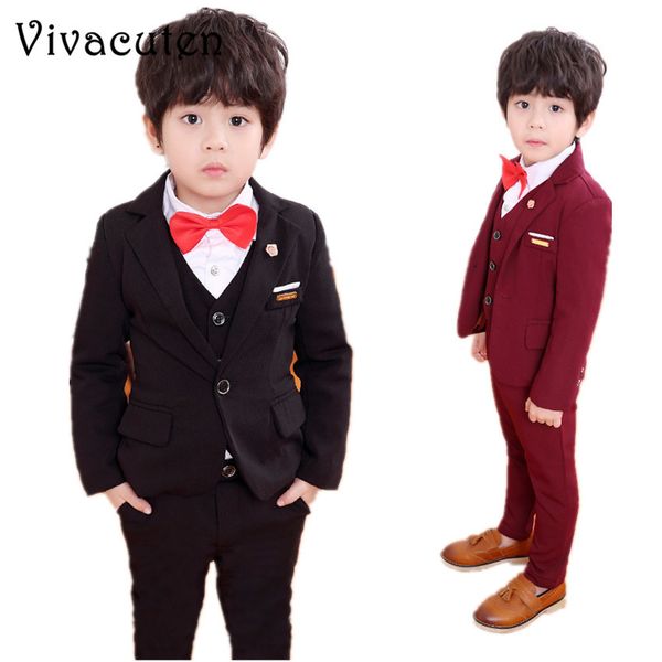 

new child suits blazer pants vest 3pcs set kids clothing set boys formal suit sets wedding flower boy weddings kids prom f034, Blue