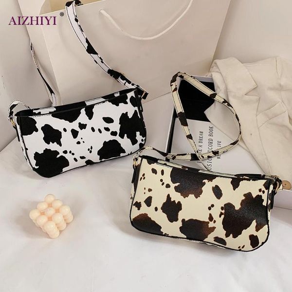 

fashion cow milk print women shoulder bag pu travel daily crossbody handbag