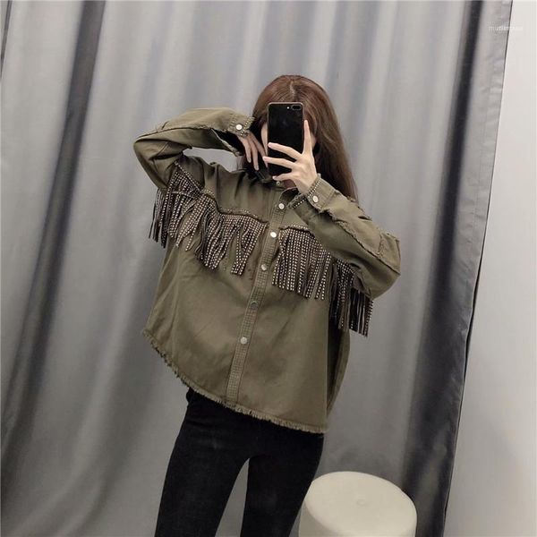 

women clothes women jacket fashion tassel beads panelled jacket casual natural color lapel neck single breasted jacket, Black;brown