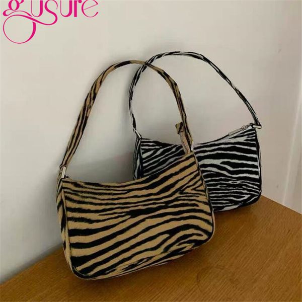 

gusure 2020 ретро женщины сумка на ремень velvet zebra для печати женской сумки женской casual zipper плеча саки главной femme