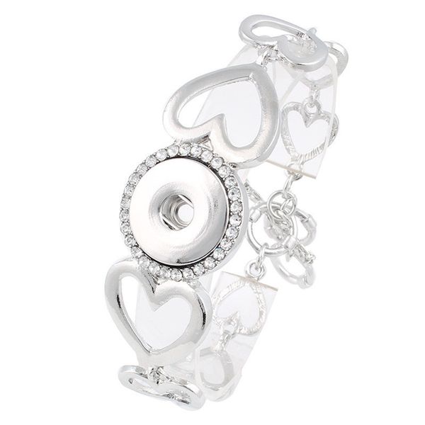 

snaps jewelry watch heart snap bracelet adjustable chains metal 18mm snap button bracelet bangles diy accessories, Golden;silver