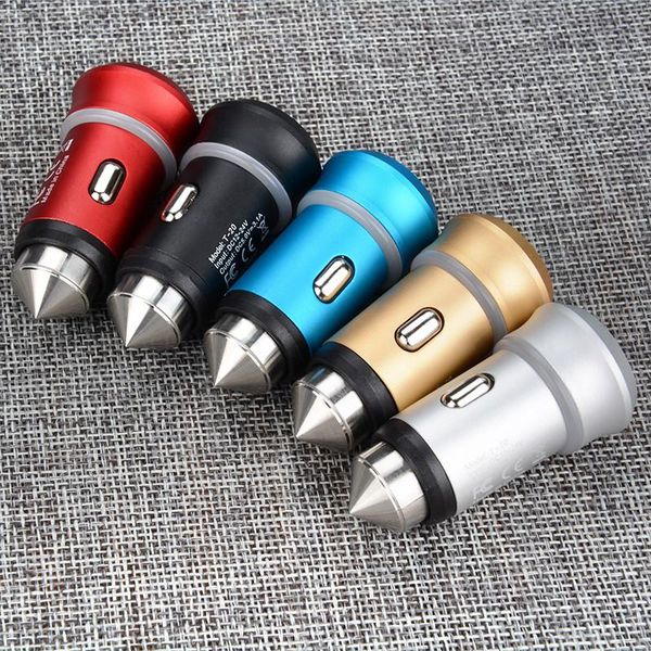 

cgjxs3 .1a aluminum alloy car charger dual usb ports hammer safety led light car chargers for samsung htc gps