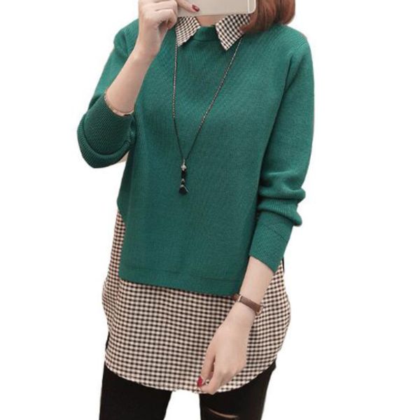 

knitwear women pullover sweater shirt two-pieces sweater slim long sleeve female 2020 fall winter jumper da985, White;black