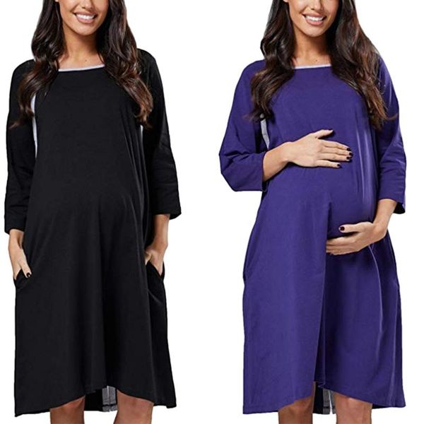 Hamile Elbise Günlük Hamile Kadınlar Düğme Bakımı Pijama Etek Anne Emzirme Elbise Gecelik
