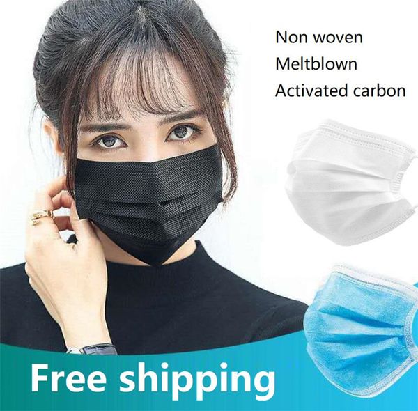 

disposable mask blue layer household 3 face white pink black mask men women kid disposable mask1