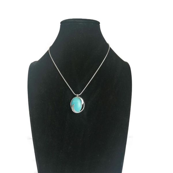 

natural stone mosaic pendant necklaces alloy link chain birthday stone graceful jewelry gifts for women, Silver