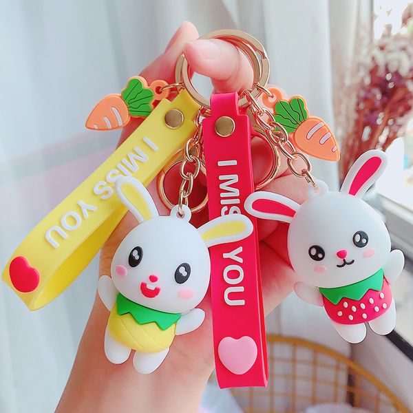

cartoon cute soft glue keychain alphabet wrist rope doll school bag charm pendant key ring couple car key chain gift, Silver