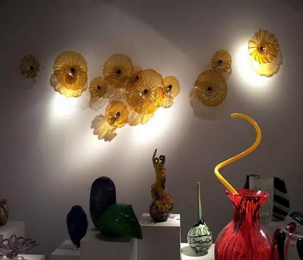 

100% blown glass wall plates luxury art l lobby gallery wall plates amber colored wall lights