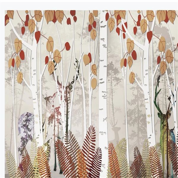 

3d landscape wallpaper forest wallpapers american pastoral mural living room tv background wall decorative painting