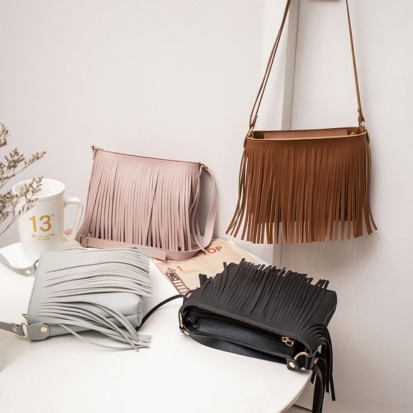 

brand small shoulder bag for women messenger bags ladies pu leather handbag purse tassels female crossbody bag women 2019