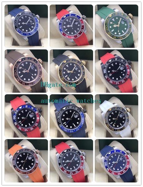 

men's luxury watches 40mm mechanical 116710 116713 116719 18k silver gold ceramic bezel asia 2813 automatic rubber strap wristwatches, Slivery;brown