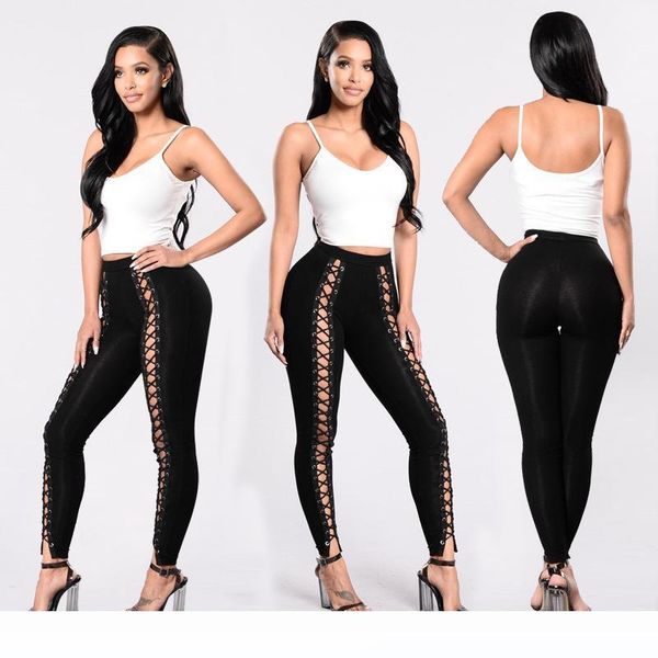

new women's skinny pants band slim wearing leggings women outside fashion pants, Black;white
